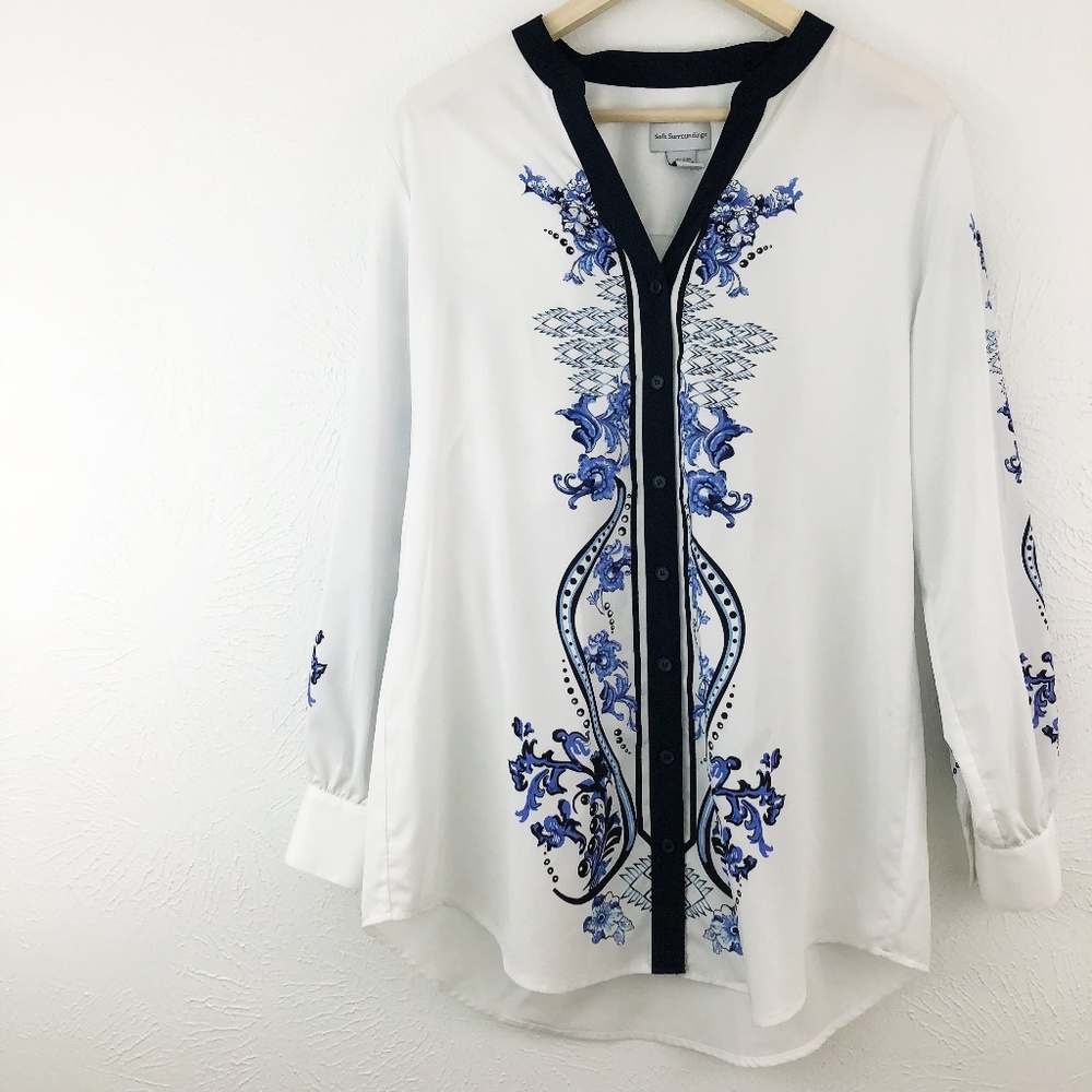 Soft Surroundings Floral Notch Button-Down Tunic
